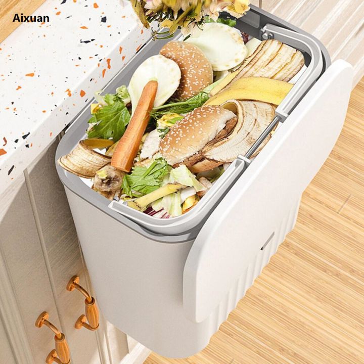 Aixuan Wall Mounted Garbage Bin Large Capacity Hanging Counter Bins Trash Luxury Cans Plastic Under Sink Compost Bin for Bathroom Cabinet Door