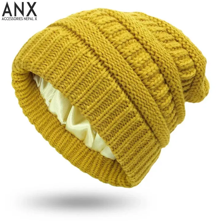 ANX%20Fashion%20Woolen%20Beanies%20For%20Women%20With%20Silk%20Interior/%20Winter%20Essential/Satin%20Silk%20-%20Image%204