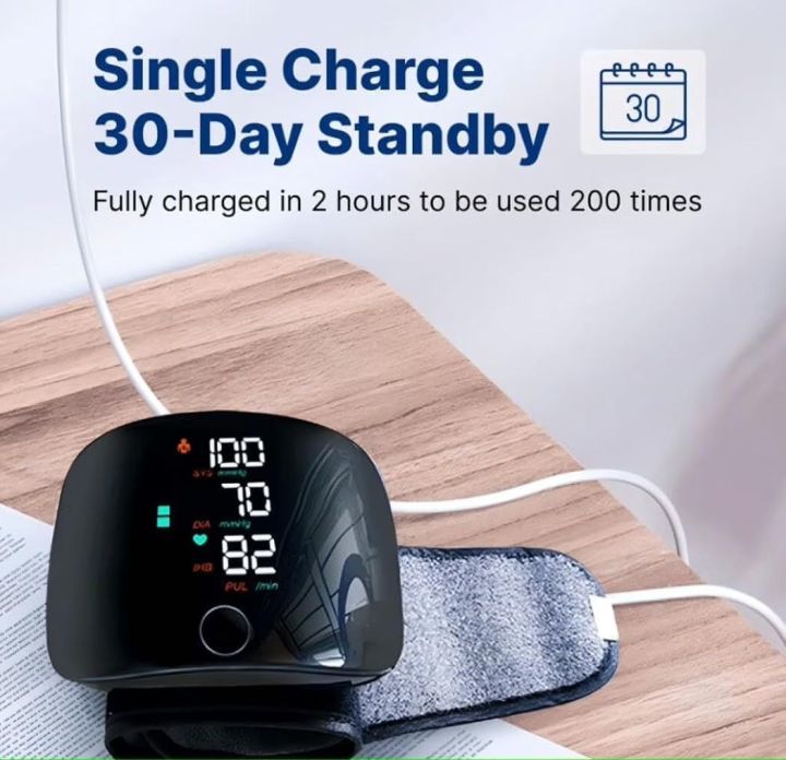 Digital LCD Display Wrist Automatic BP Machine Heart Rate Pulse Blood ...