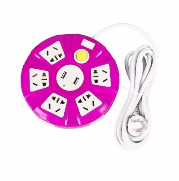 Circular Multi-Plug 10 Outlets + 2 USB Ports Smart USB 250V AC Power Socket