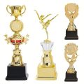 New Gold Gold Trophy Awards Crown Plastic Award Cup School Rewarding Supply Winner Award Trophy Toy School Competition. 