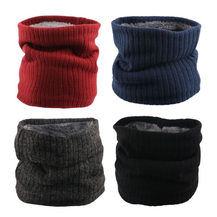 Unisex Outdoor Accessories Knitted Thick Double-Layer Windproof Fleece Lined Scarf Circle Loop Scarves Neck Warmer Winter Neck Gaiter