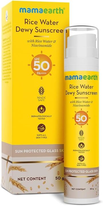 Mamaearth Rice Water Dewy Sunscreen Gel SPF 50 PA+++ 50g