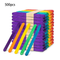 500 PCS Colorful Popsicles Wooden Rainbow Color Craft Handmade Sticks As Shown Wood for School Children. 