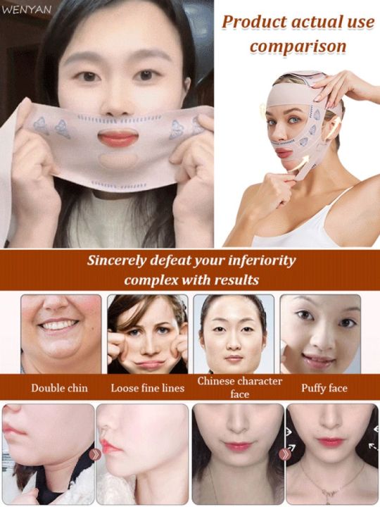 WENYAN Elastic V Shaped Mask Strap Double Press Face Sculpting Mask Double-Chin Reducer Face Slimming Bandage Jawline Face Lift Devices