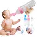 Baby Silicone Squeeze Feeding Bottle With Spoon. 