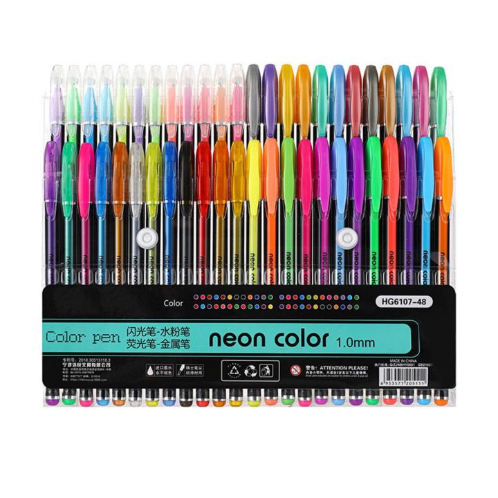 Modeow Glitter Gel Pens 48pcs Gel Pen Set Glitter Highlighter Metallic Pens Quick-drying Ink Smooth Writing Back to School Supplies Yellow Gel