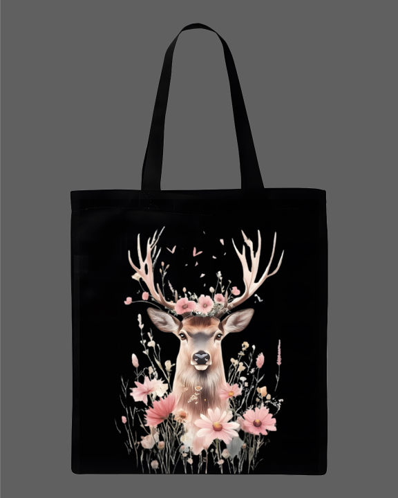 Floral%20Deer%20Printed%20Tote%20Bag%20%E2%80%93%20Aesthetic%20Nature%20Design%E2%80%93%20Eco-Friendly%20Cotton%20Shoulder%20Shopping%20Bag-White,%20Black%20-%20Image%203