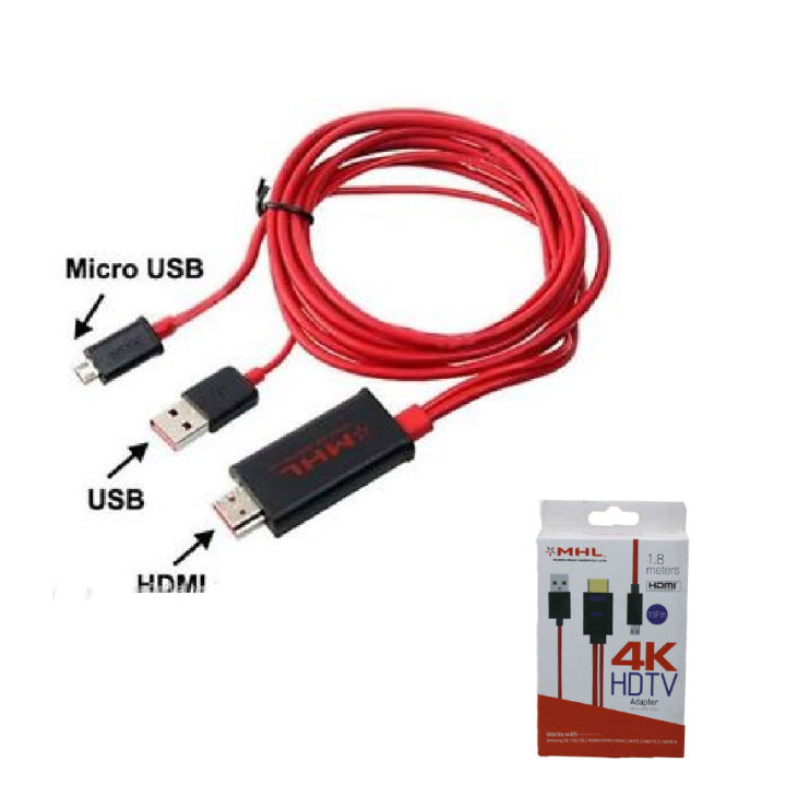 1.8m MHL Micro USB to 4K HDMI HDTV Adapter Cable for 11Pin Micro USB Conector