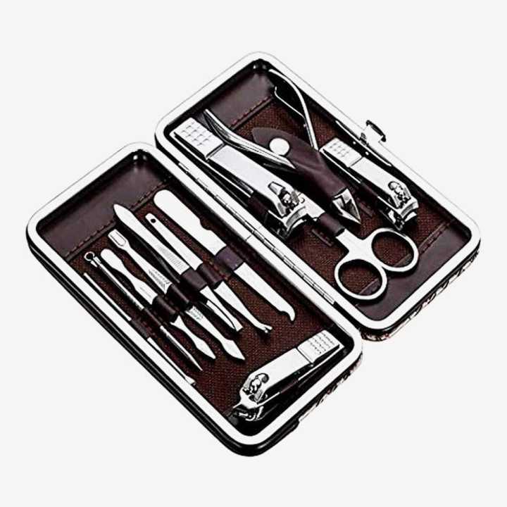 12 In 1 Professional Manicure Pedicure Set With Designer Leather Case