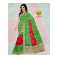 Red/Green Cotton Tulsi Sathi Saree For Women - 008. 