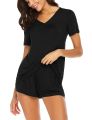Fancyra Women'S Shorts Pajama Set Short Sleeve Sleepwear Nightwear Pajamas Shorts Racerback Pj Lounge Sets Sleepwear Babydoll Free Size Black Color. 