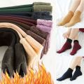 Pack of 6 (3 Pairs) Women Velvet Fur Inside Winter Socks - Multicolor. 