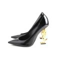 YSL-Inspired Statement High Heels – Luxe Black with Signature Logo Heel. 
