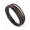 ANX Fashion Pu Leather Freesize Bracelet For Men - Black and Brown | Men's Accessories PU Leather Bracelet. 