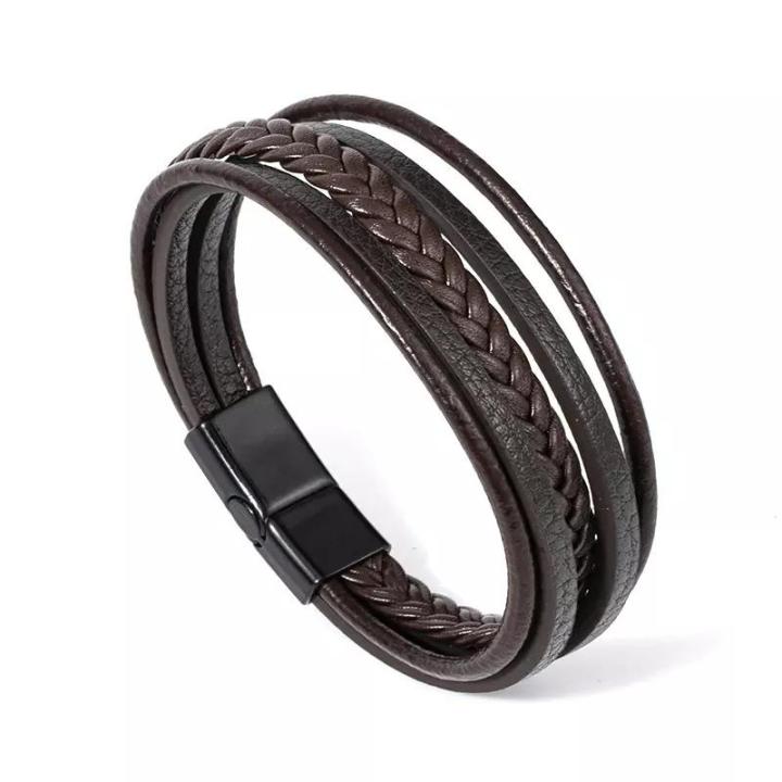 ANX%20Fashion%20Pu%20Leather%20Freesize%20Bracelet%20For%20Men%20-%20Black%20and%20Brown%20%7C%20Men's%20Accessories%20PU%20Leather%20Bracelet%20-%20Image%206