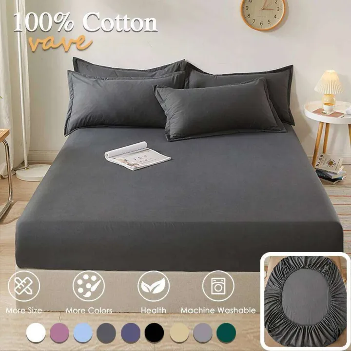 100%25%20Cotton%20Fitted%20Sheet%20with%20Elastic%20Band%20Solid%20Color%20Anti-slip%20Adjustable%20Mattress%20Cover%20for%20Single%20Double%20King%20Queen%20Bed%20-%20Image%203