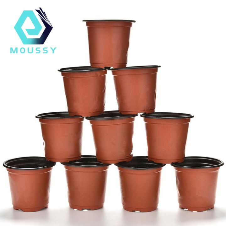 10 Pcs Small Plastic Round Flower Pot Terracotta Nursery Planter Home Decor