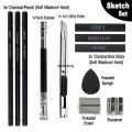 Drawing mixer sponge cutter, cutter, roller, stick, hard graphite, charcoal set, piece 11] [Preferred sketch pencil, soft medium kneading eraser tool. 