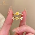 Enacolor 1Pc New 2025 Enamel Daisy Flower Rings Adjust Crystal Open Rings for Women Girl Fashion Jewelry Accessories Ins. 