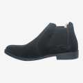 Black Pointed Suede Leather Chelsea Boots For Men. 