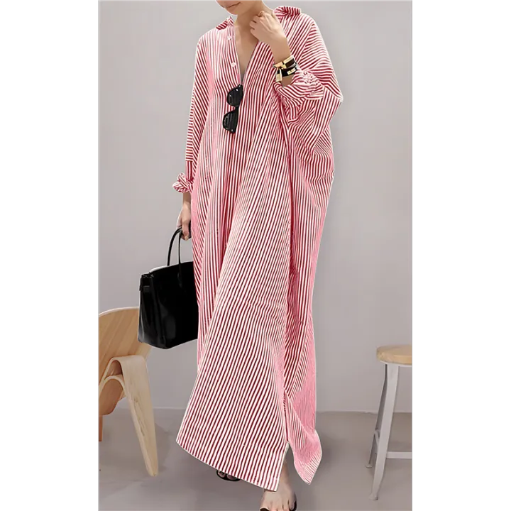 Women's%20Striped%20Maxi%20Shirt%20Dress%20Red%20S%20Size%20S%20Striped%20Maxi%20Shirt%20Dress%20Women's%20Red%20-%20Image%203
