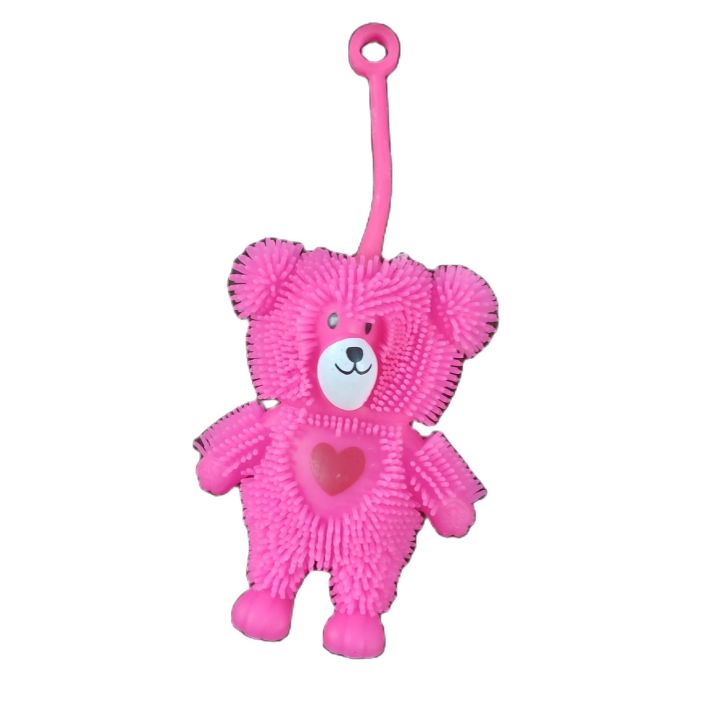 Smiley Face Teddy Bear Puffer with Sensory Light