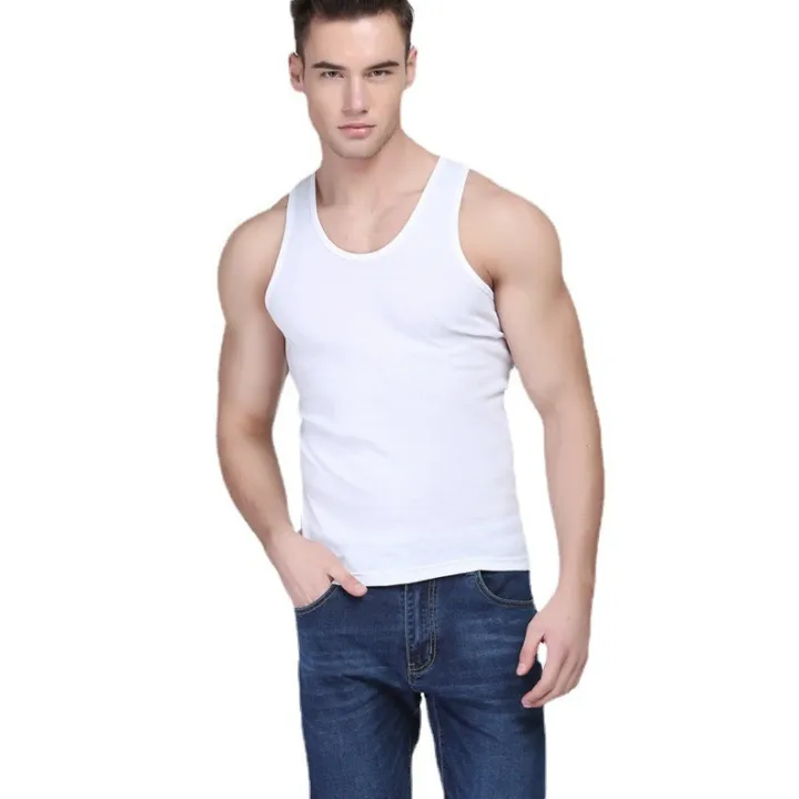 24%20cotton%20men's%20vest%20summer%20hurdle%20sports%20underwear%20spring%20and%20Profesional%20autumn%20bottomless%20sleeveless%20white%20cotton%20undershirt%20wholesale%20-%20Image%202