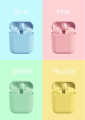 inPods 12 V5.0 TWS Wireless Bluetooth  Earbuds with Charging Box | Wireless Inpods I12 Tws Matte True Stereo Touch Control Sport Bt 5.0 Earbuds Macaron Inpods 12 for Mobile Phone. 