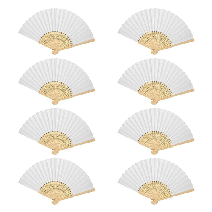 8Pcs DIY Paper Folding Fan Bamboo Hand Held Fan Blank for Kids Drawing Handheld Paper Fan Handheld Folded Fan
