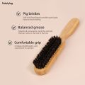 Sutuiying Styling hair brush, bristle brush, bamboo and wood handle, Portable suitable for both men and women, hair and beard styling. 