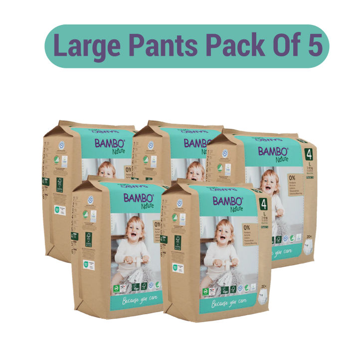 Bambo Nature Diapers size 4(Large-Pants) (Pack Of 5)