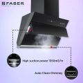 Faber Hood Zenith FL SC AC BK 75, Touch and Gesture contol, Auto clean Chimney- Black. 