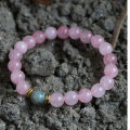 Real Rose Quartz & Labradorite Stone Couple Bracelet. 