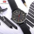 MINI FOCUS Luxury Genuine Leather  Strap Waterproof Fashion Casual Business Wrist Watch. 