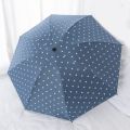 Portable Automatic/Manual Polka Dot Umbrella Black Coated UV Protection Dual Use Umbrella Folding Lightweight Rain Umbrella Summer. 
