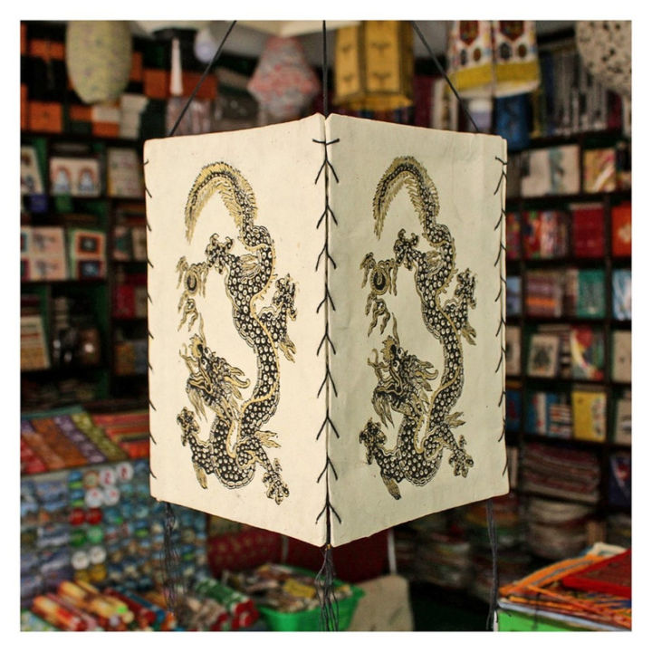 White%20Dragon%20Design%20Lokta%20Paper%20Lamp%20Shade%207*10%20Inch%20-%20Image%203