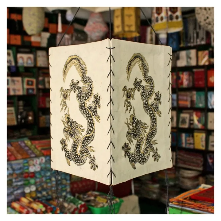 White%20Dragon%20Design%20Lokta%20Paper%20Lamp%20Shade%207*10%20Inch%20-%20Image%203