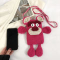 Ins Online Influencer Pop Crocheted Mobile Phone Bag 2024 New DIY Handmade Knitted Crossbody Parent-Child Bag Children's Bags Finished Product. 