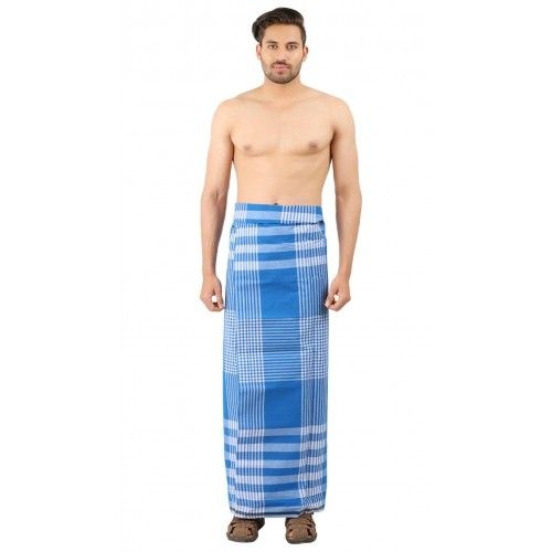 100% Cotton Un-Stitched Lungi For Men (Print May Vary)