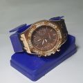 C SAMON Golden Brown Silicon Strap Quartz Wrist Watch For Women. 