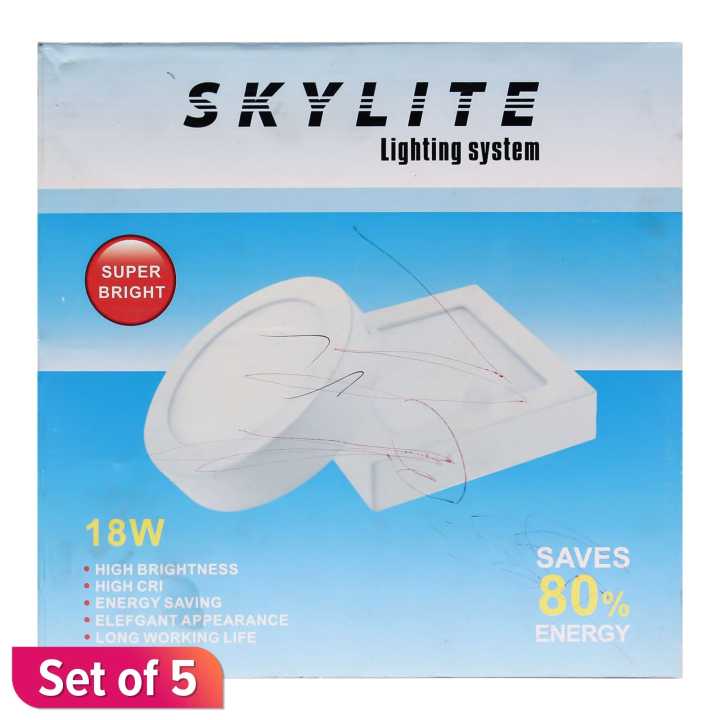 Skylite LED 18 Watt ConceaLED Square Panel Light Set Of 5