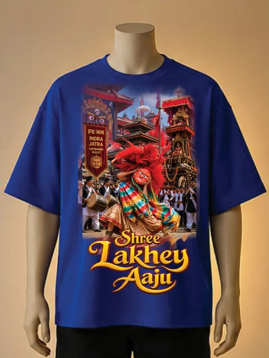 Shree%20Lakhey%20Aaju%20Cream,%20Black,%20Blue%20Color%20Printed%20T-Shirt%20-%20Image%203