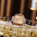 Fashion Square Rhinestone Leather Quartz Watch Light Luxury Waterproof Ladies Wristwatch Girlfriend Gift Women Accessory. 