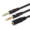 3.5mm Adapter 2 Male 1 Female Mini 3.5mm Jack 4 Pin Splitter Stereo Audio Microphone Flat Cable Socket To 2 3pin Connector. 