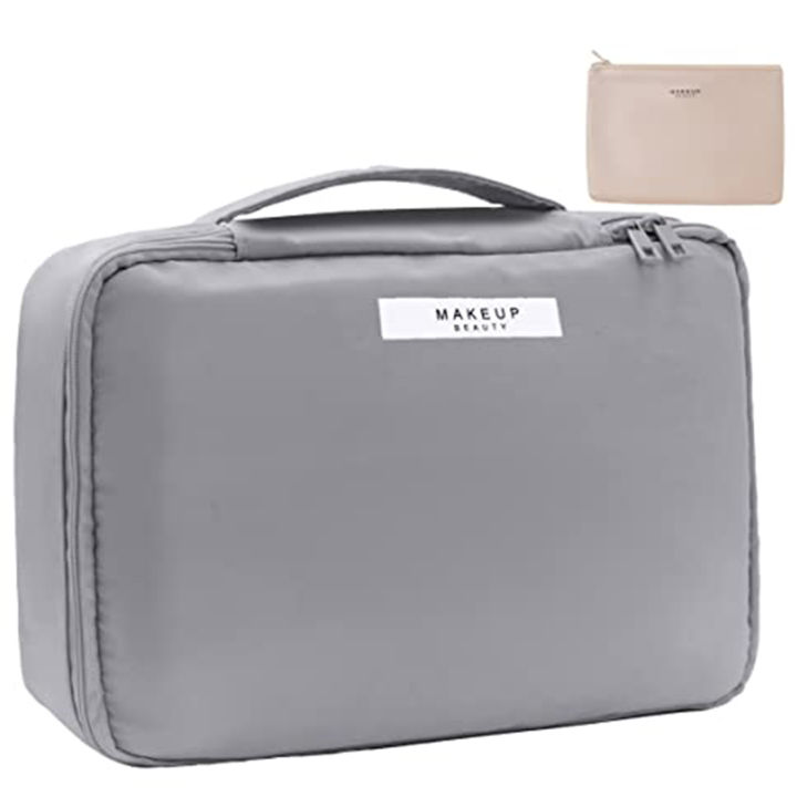 Travel Makeup Bag Cosmetic Bag Makeup Bag Toiletry Bag for Women and Girls,Dark Grey