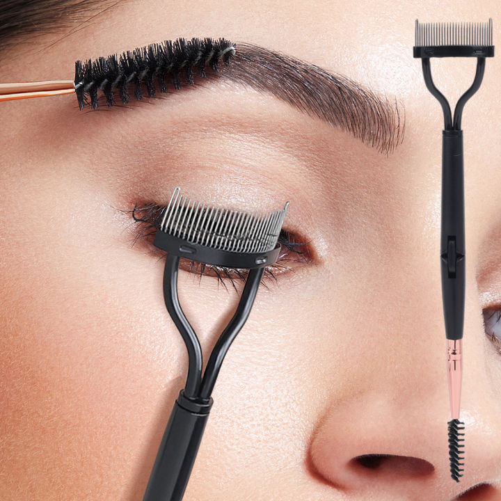 Eyelash Separator Metal Teeth Foldable Eyelash Curler Beauty Makeup Stainless Eyelash Brush Comb Mascara Curl Makeup Tool