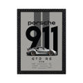 Porsche 911 GT2 RS 2018 Car-Matt laminated printed poster with checker frame 8x12inch. 