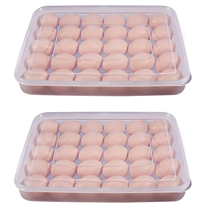 NAMUNY Egg Container, Refrigerator Deviled Egg Tray Carrier with Lid for 60 Eggs - Plastic Fridge Stackable Portable 2 Pack