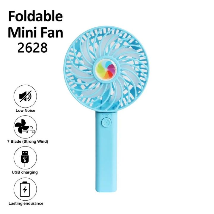 Portable Mini Handheld Fan with USB Rechargeable Battery Strong Wind 2628-1